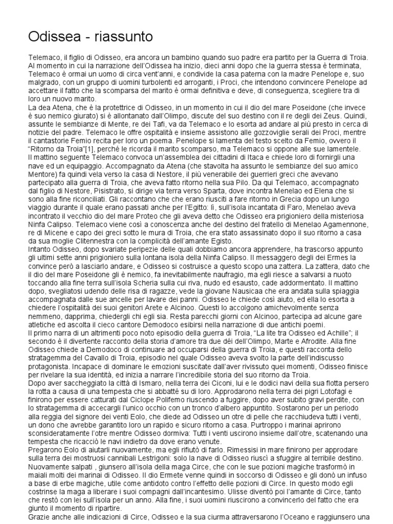 Odissea Riassunto