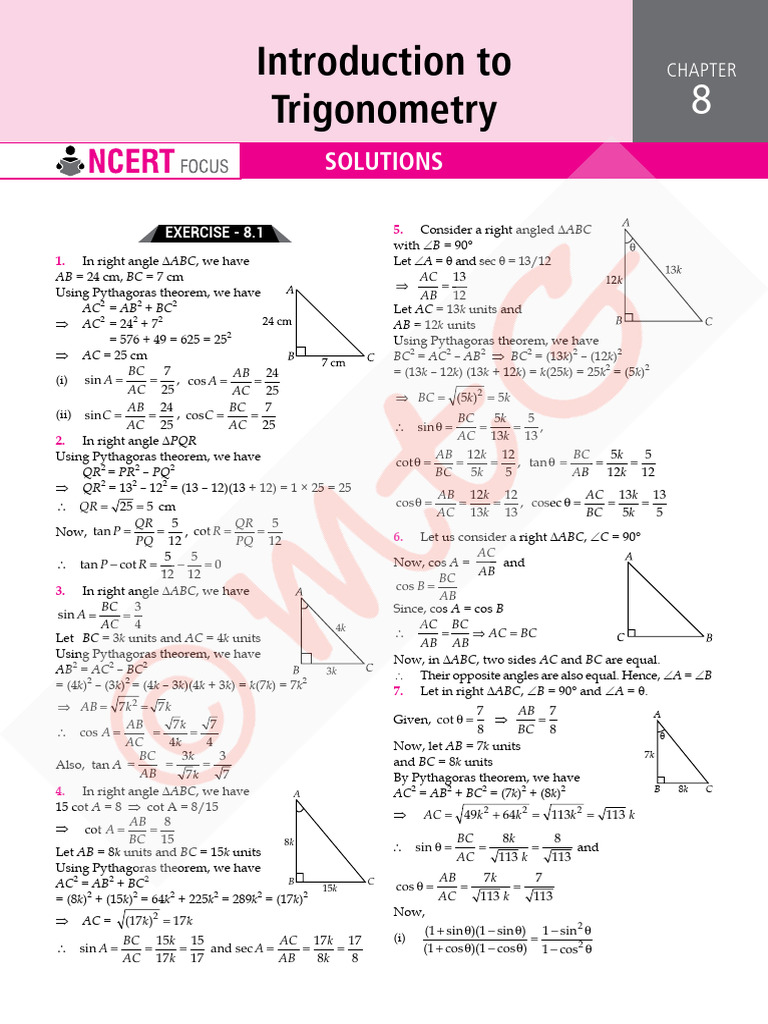 100per Math Cl10 Nf Ch8 | PDF | Trigonometric Functions | Elementary ...