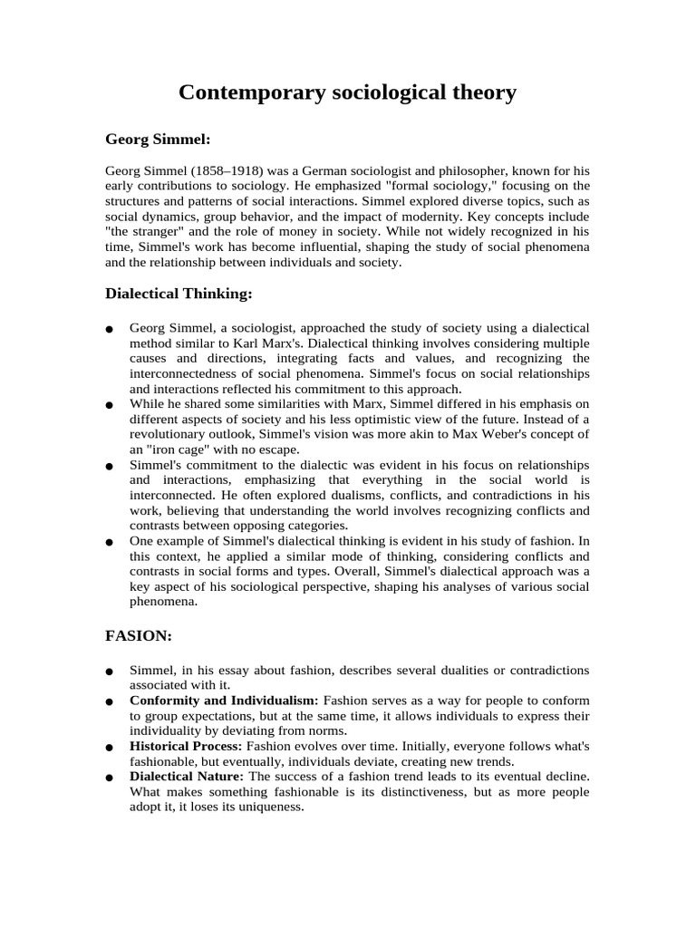 Georg Simmel's Sociological Insights | PDF | Sociology | Dialectic