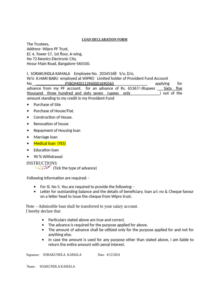 1_1_Composite application_Advance withdrawal form | PDF