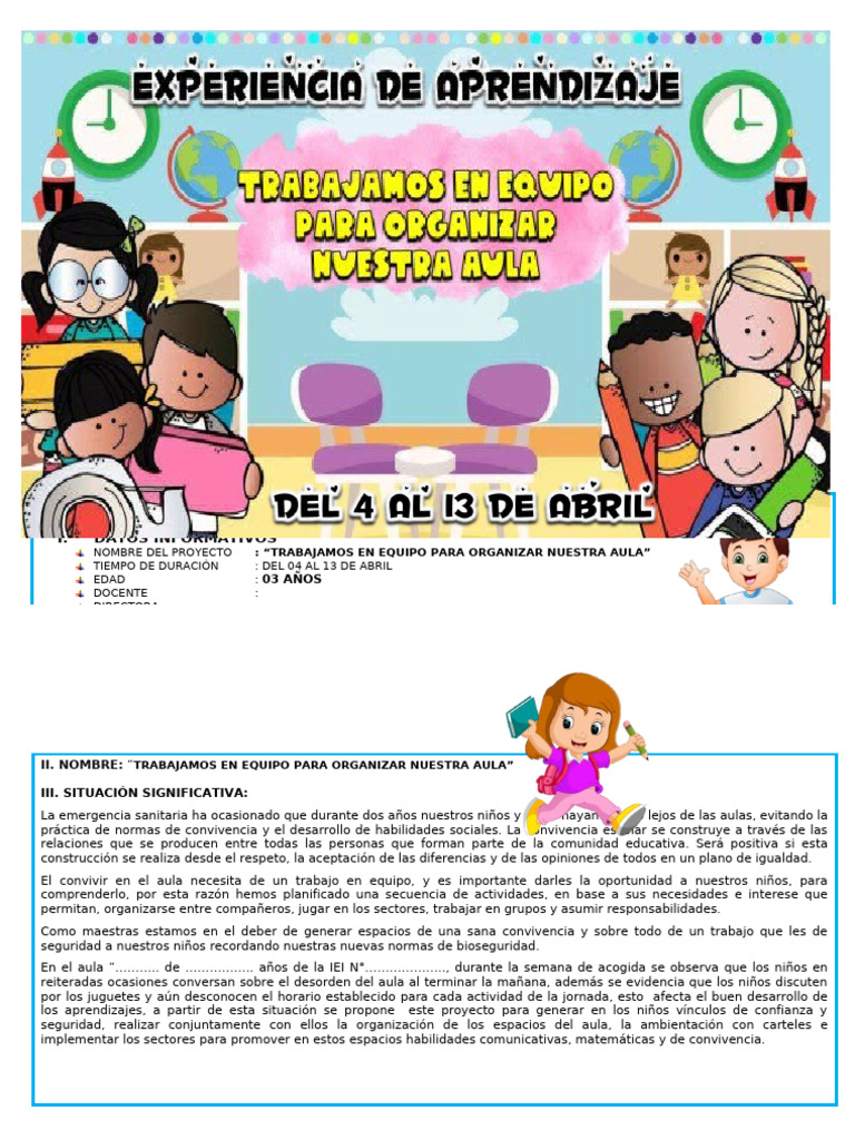 Organización del Aula en Equipo Infantil | PDF | Salón de clases ...