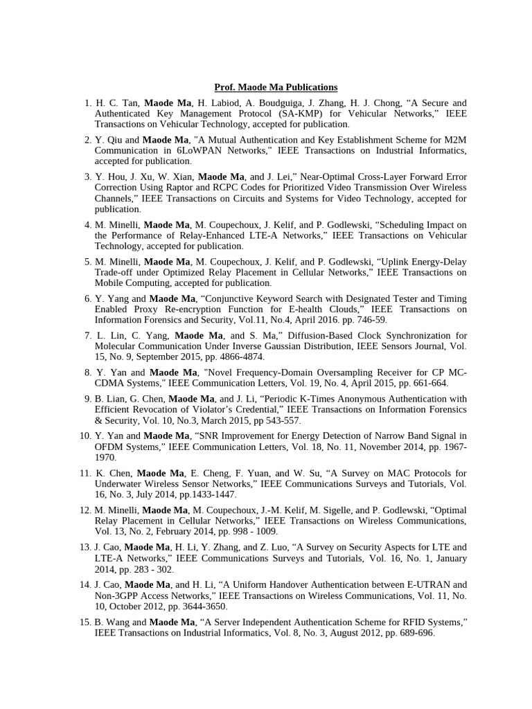 Prof. Maode Ma's Research Publications | PDF | Electronics | Mobile ...