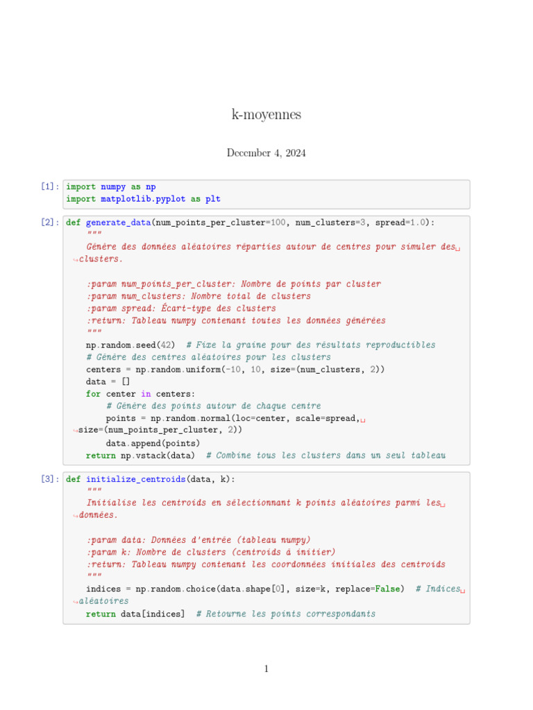 Algorithme K-Moyennes en Python | PDF | Algorithmes | Mathématiques ...