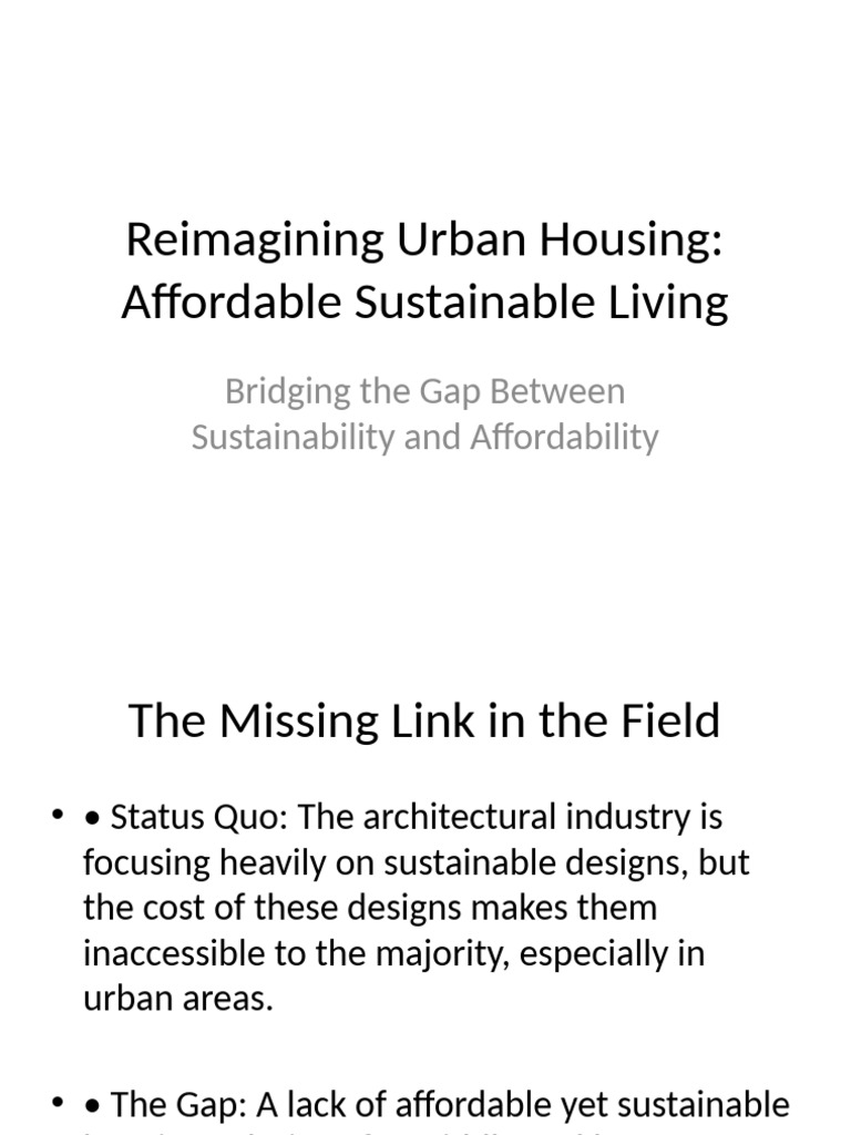 Affordable Sustainable Urban Housing Solutions | PDF