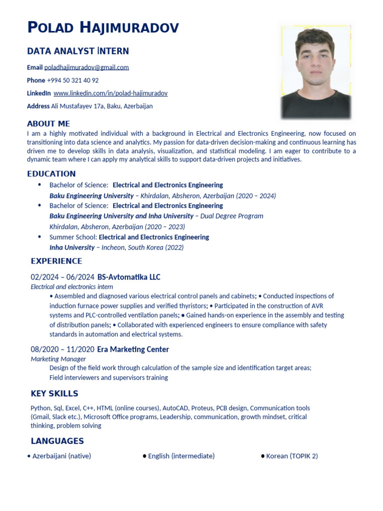 Aspiring Data Analyst's Profile | PDF