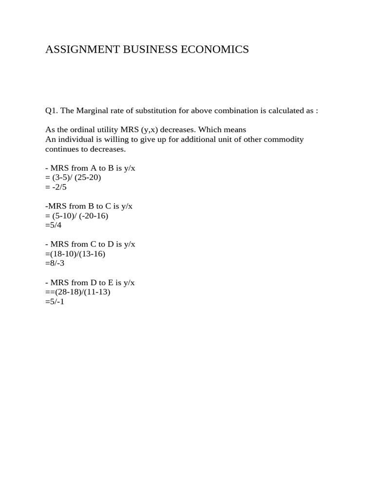 Assignment Business Economics Pdf Elasticity Economics