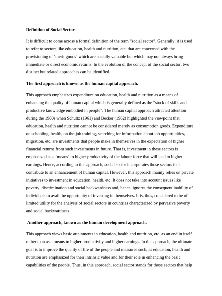 Understanding the Social Sector's Role | PDF | Economic Growth | Human ...