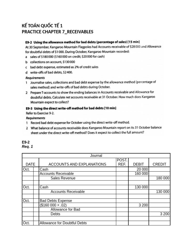 Bài Tập - Chapter 7 - Receivables - Solution | PDF | Debits And Credits ...