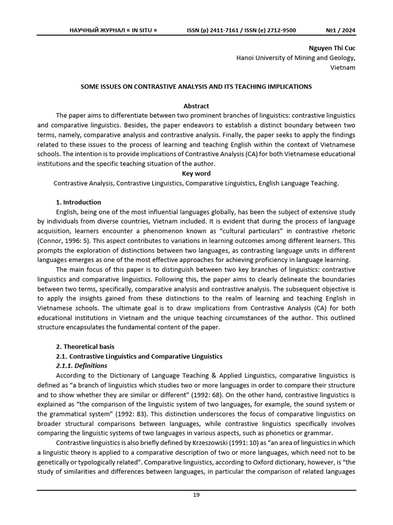 Contrastive Analysis in English Teaching | PDF | Linguistics | English ...
