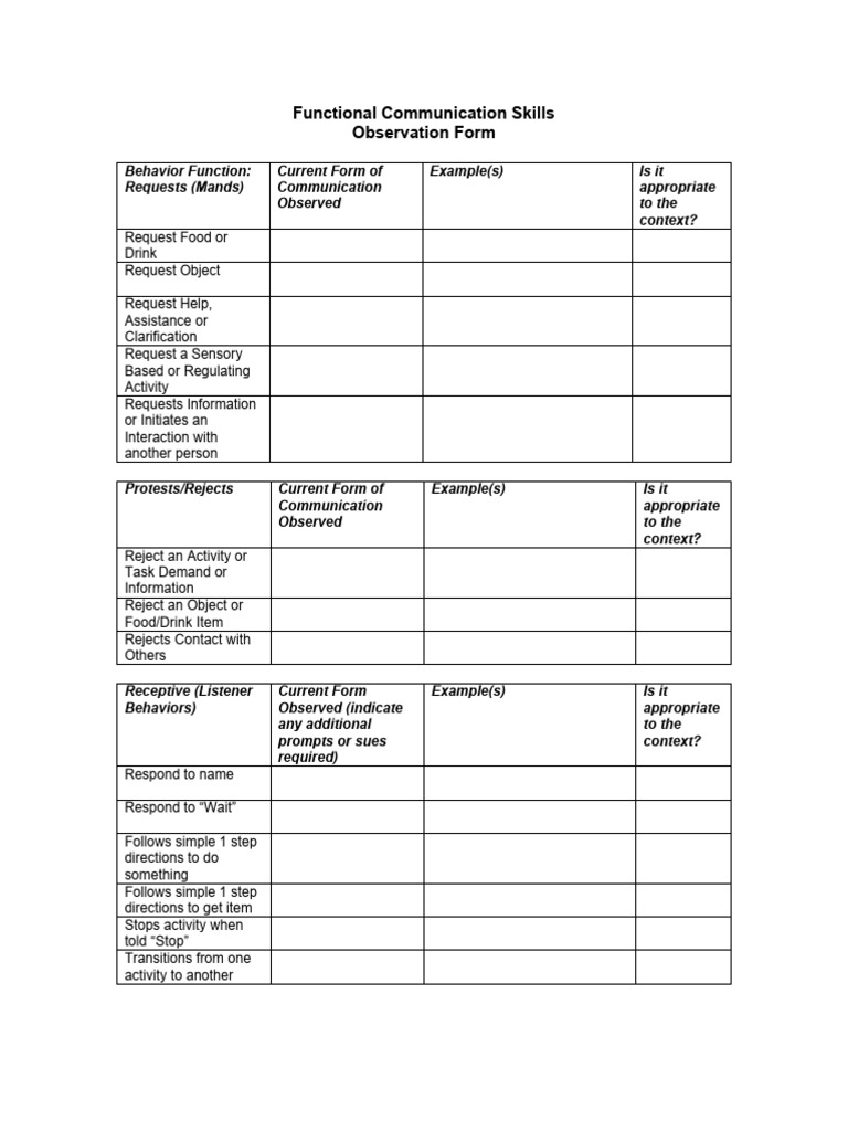 Skill observation form pdf