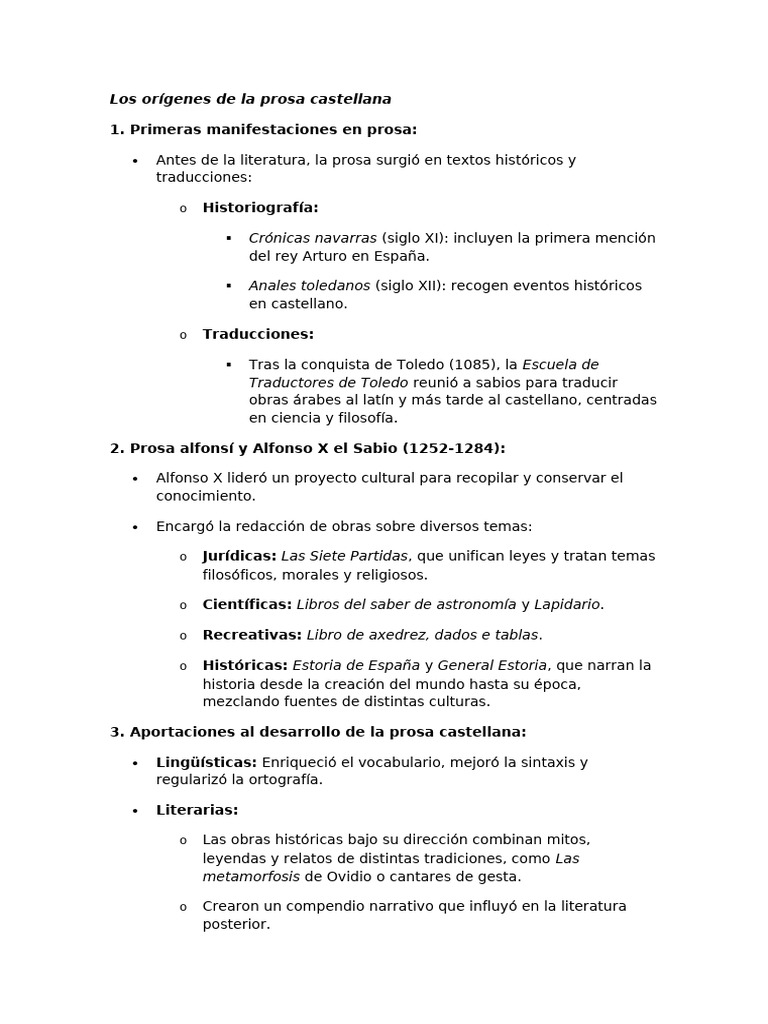 Orígenes De La Prosa Castellana Pdf