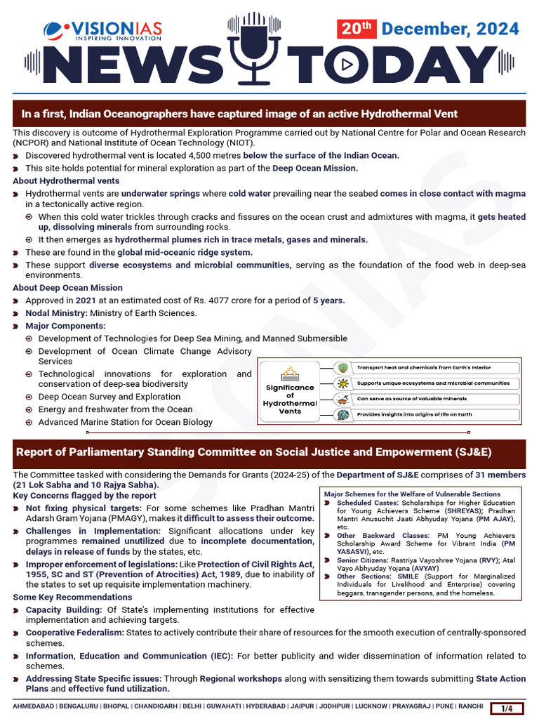 VisionIAS Daily Current Affairs 20 December 2024 | PDF | Hydrothermal ...