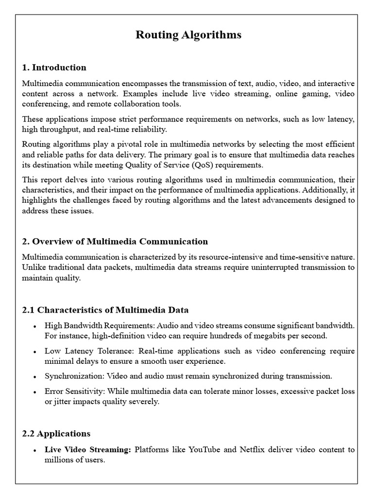 Multimedia Routing Algorithms Explained | PDF | Routing | Computer Network