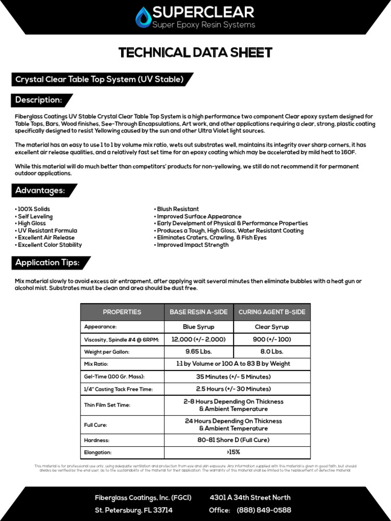 UV Stable Clear Epoxy Resin System | PDF | Epoxy | Ultraviolet