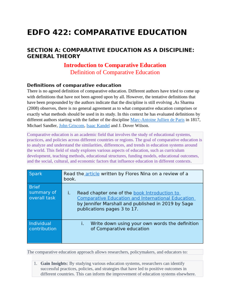 Understanding Comparative Education Concepts | PDF | Cost Of Living ...