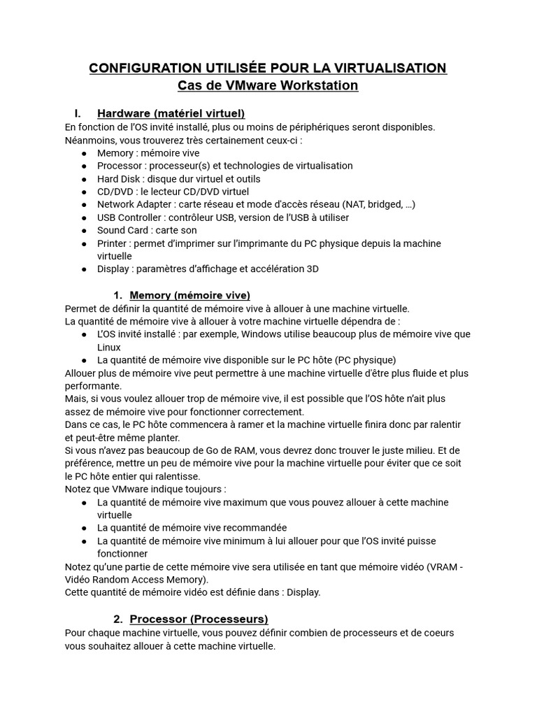 Configuration de VMware Workstation | PDF | Virtualisation | VMware