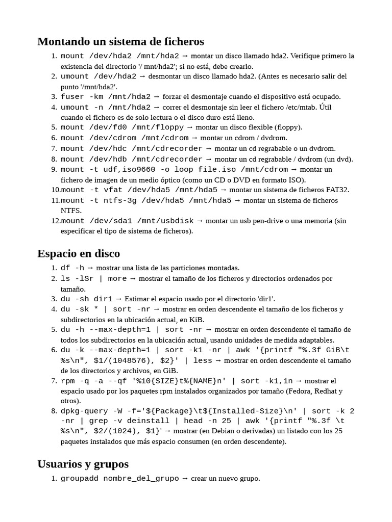 Comandos Esenciales de Linux para Gestión de Archivos | PDF | Archivo ...