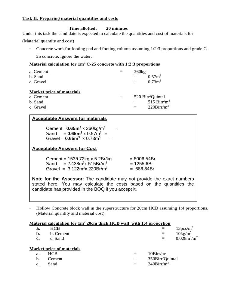 Onsite Coc Cost Estimation | PDF | Foundation (Engineering) | Masonry