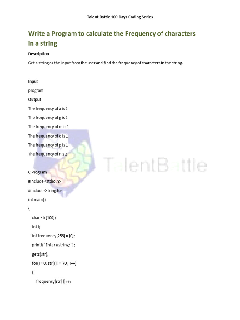 Character Frequency Calculation Programs | PDF | Computer Programming ...