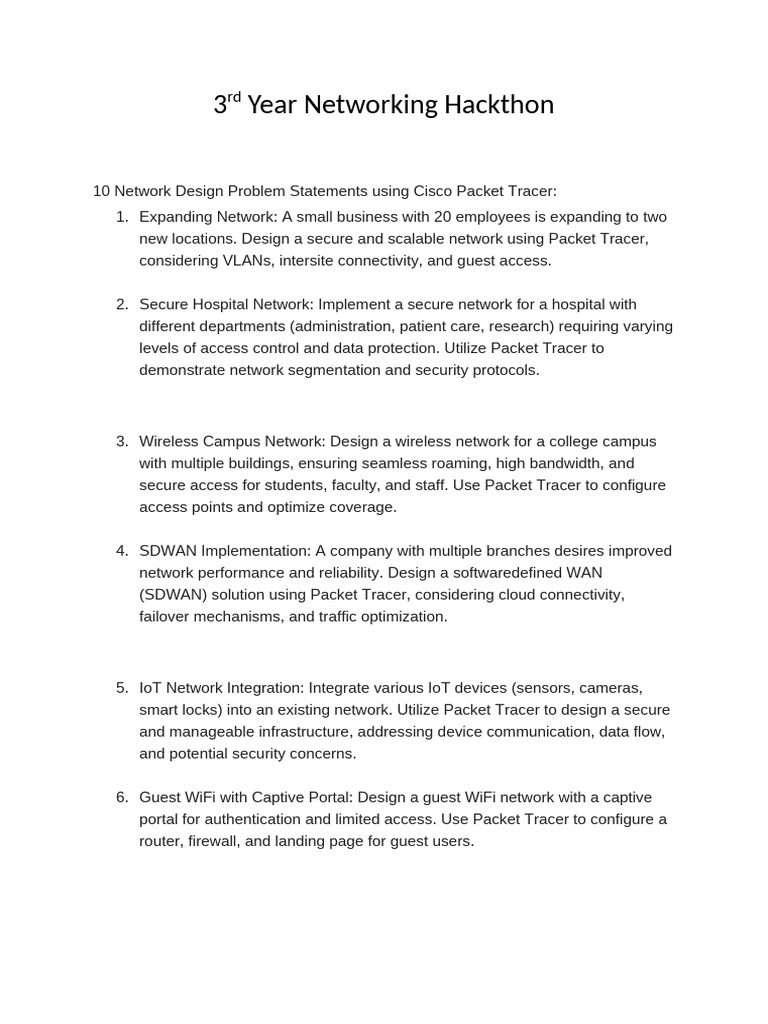 Networking Hackathon Problem Statements | PDF | Computer Network ...