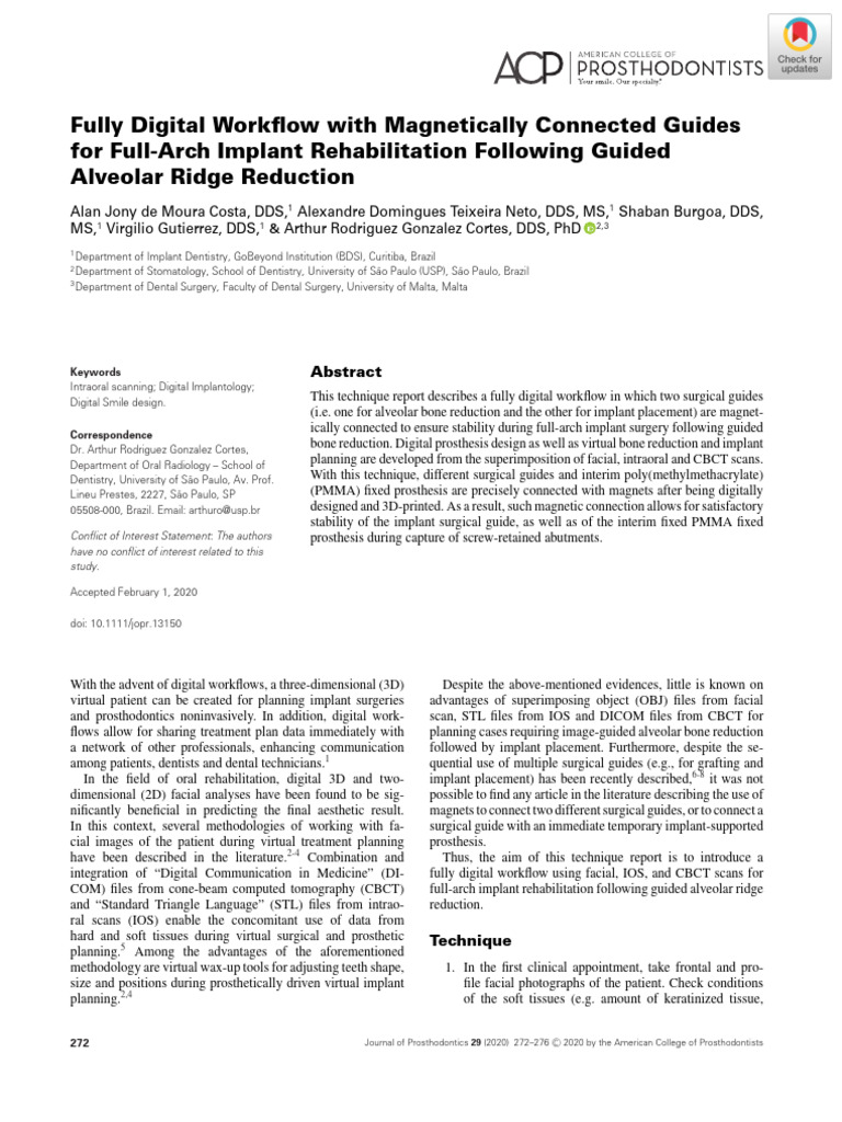 Fully Digital Workflow With Magnetically Connected Guides For Full-Arch ...