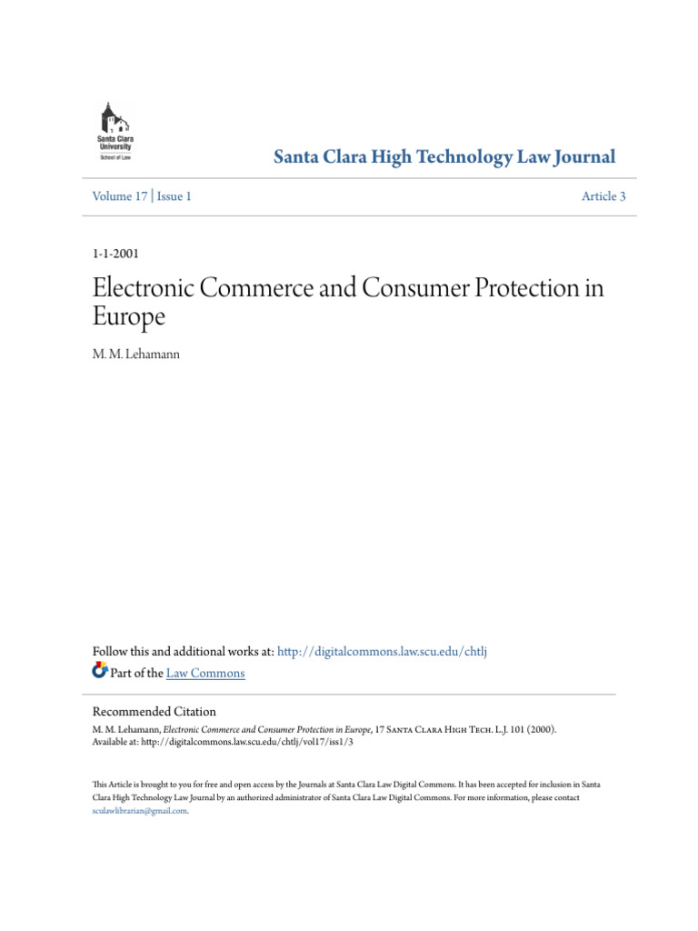 Electronic Commerce and Consumer Protection in Europe | PDF ...