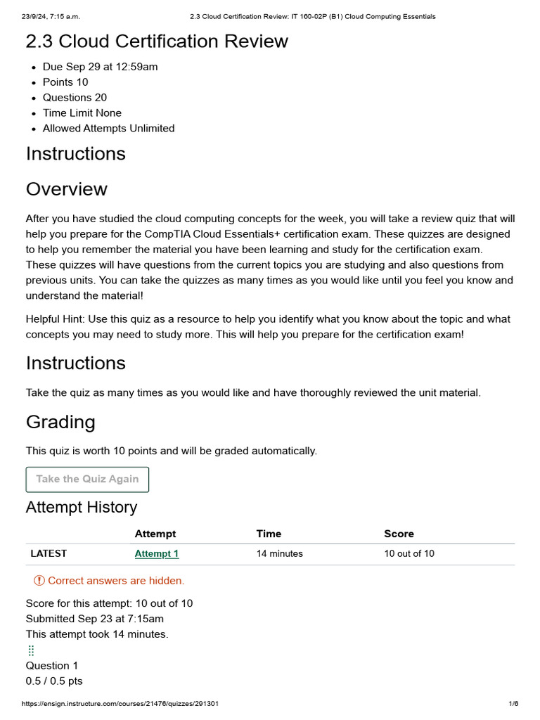 Cloud Certification Review Quiz | PDF | Cloud Computing | Software As A ...