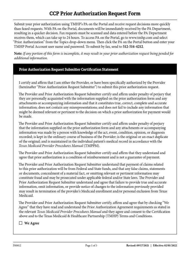 CCP Prior Authorization Request Form | PDF | Nursing | Physician