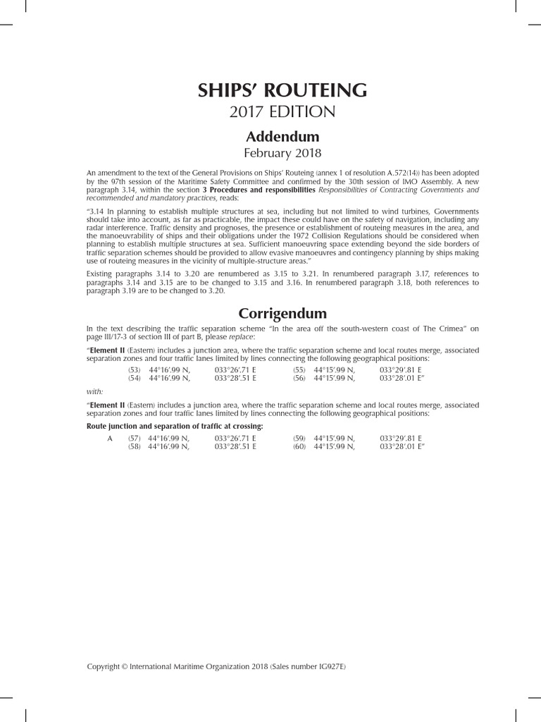 Addendum of Ship's Routeing | PDF