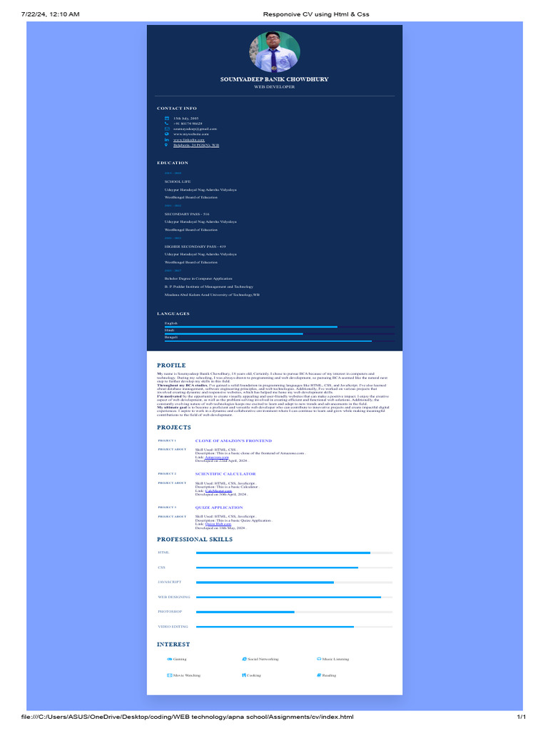 Resume | PDF | Web Development | World Wide Web