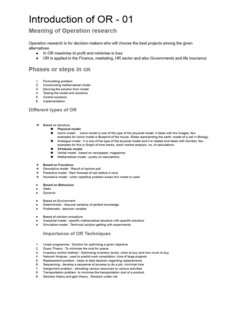 Operation research pdf operations research mathematical optimization