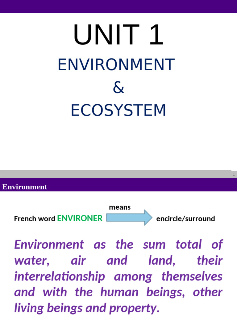 EVS - Unit 1 - Notes | PDF | Natural Environment | Ecosystem