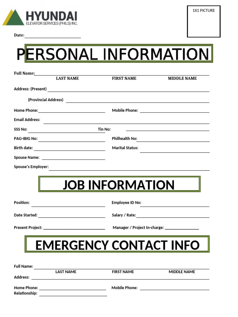 Hyundai Personal Info Form 95fa1dd3 0b30 4736 9530 D9276ba3f88d | PDF