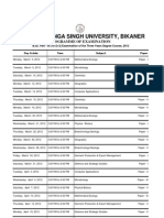 MGSU Bikaner B.Sc. Part III Exam Schedule 2012