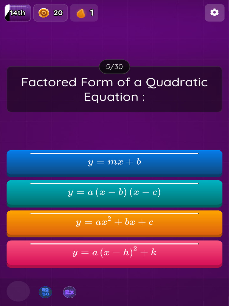 Quadratic Equation Quiz Guide | PDF