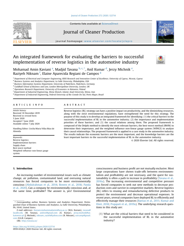 An integrated framework for evaluating the barriers to successful | PDF ...