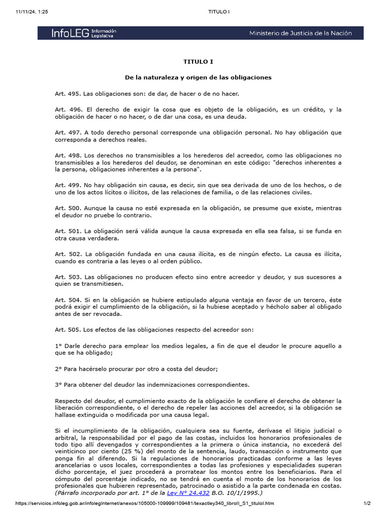 Naturaleza y Efectos de las Obligaciones | PDF | Pagos | Ley común