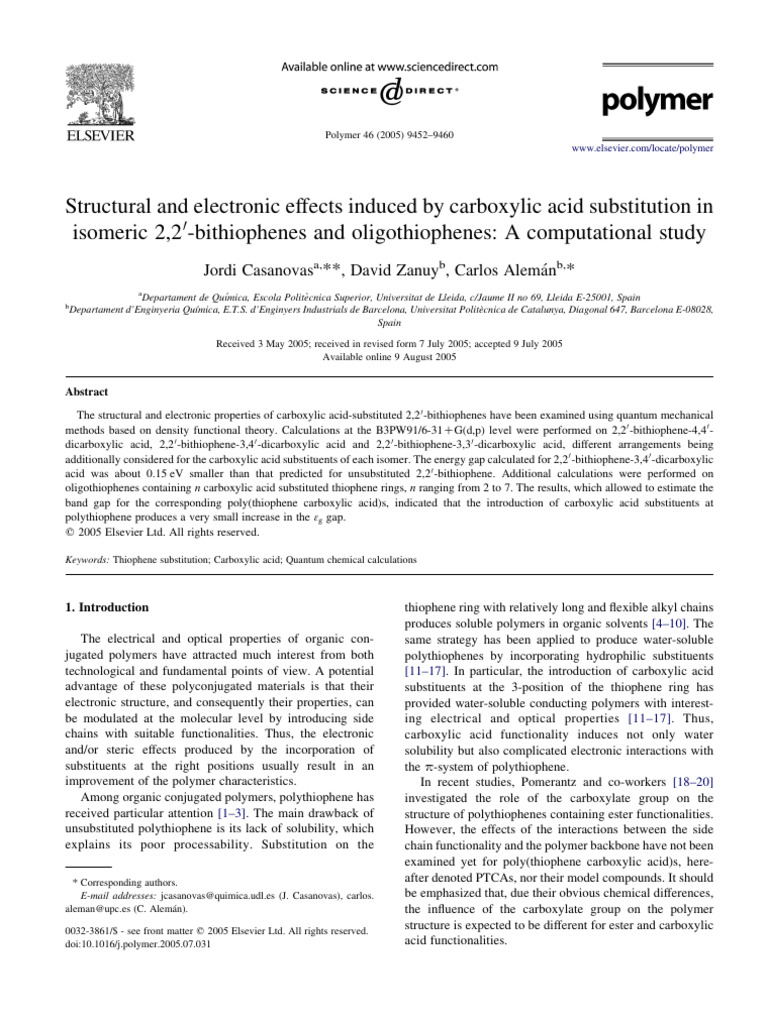 Structural and Electronic Effects Induced by Carboxylic Acid ...