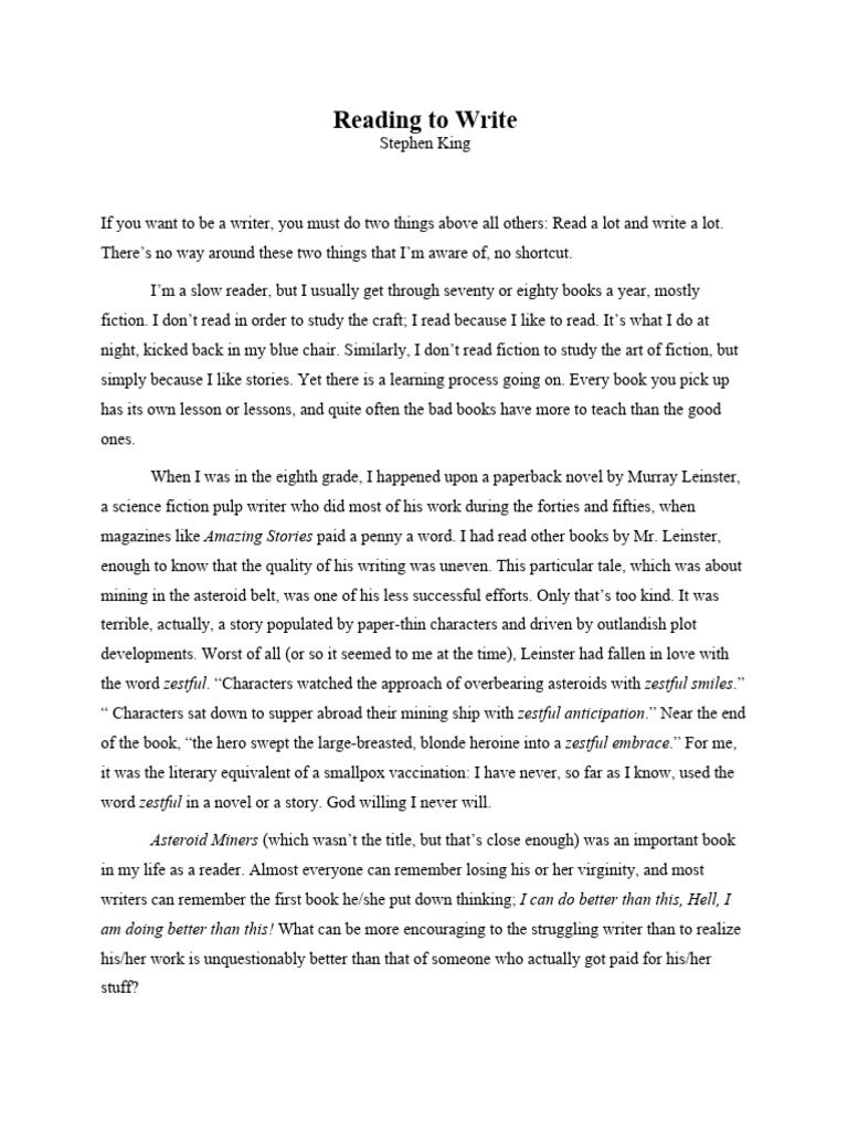 King Reading To Write | PDF