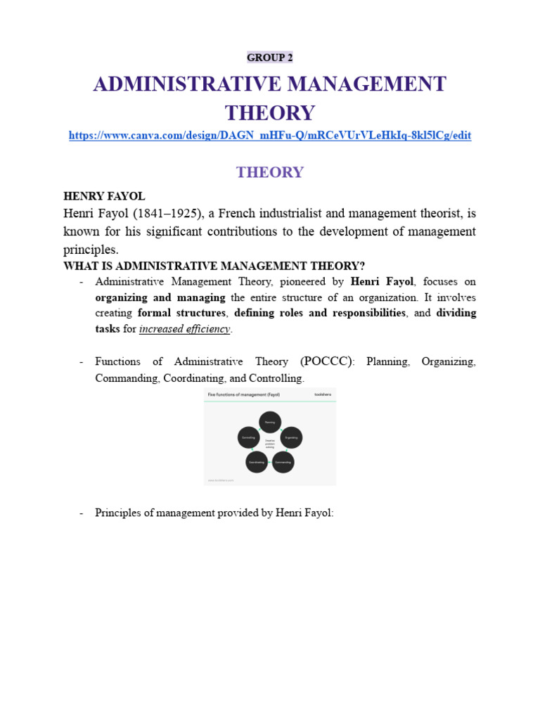 Administrative Management Theory | PDF | Organizational Structure ...