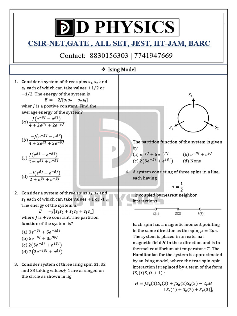 Ising Model | PDF | Spin (Physics) | Mathematical Physics