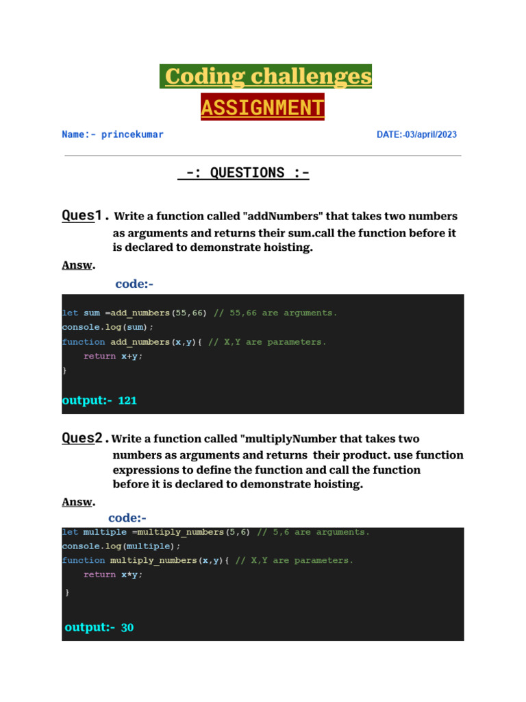 WORKING OF JAVASCRIPT assignment | PDF