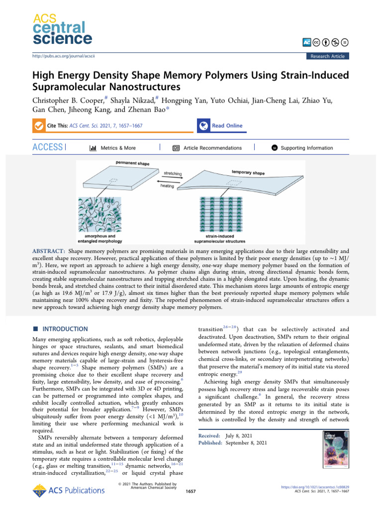 High Energy Density Shape Memory Polymers | PDF | Polymers ...