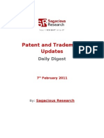 Sagacious Research - Patent and Trademark Updates - 7-January 2012