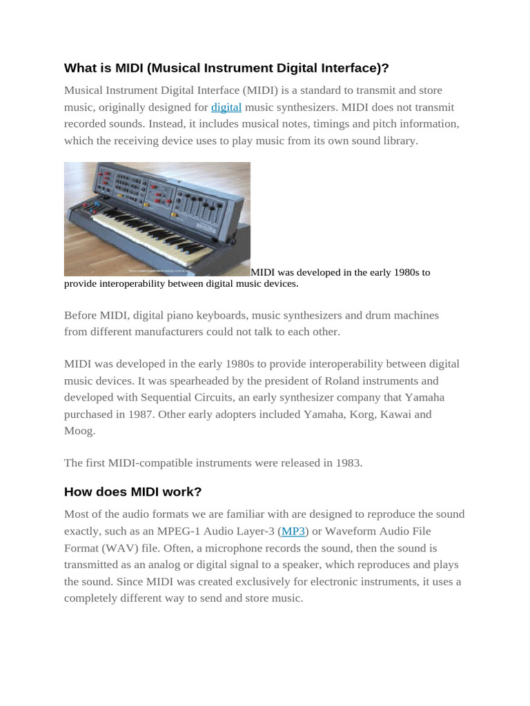 What Is MIDI | PDF | Synthesizer | Sound Technology