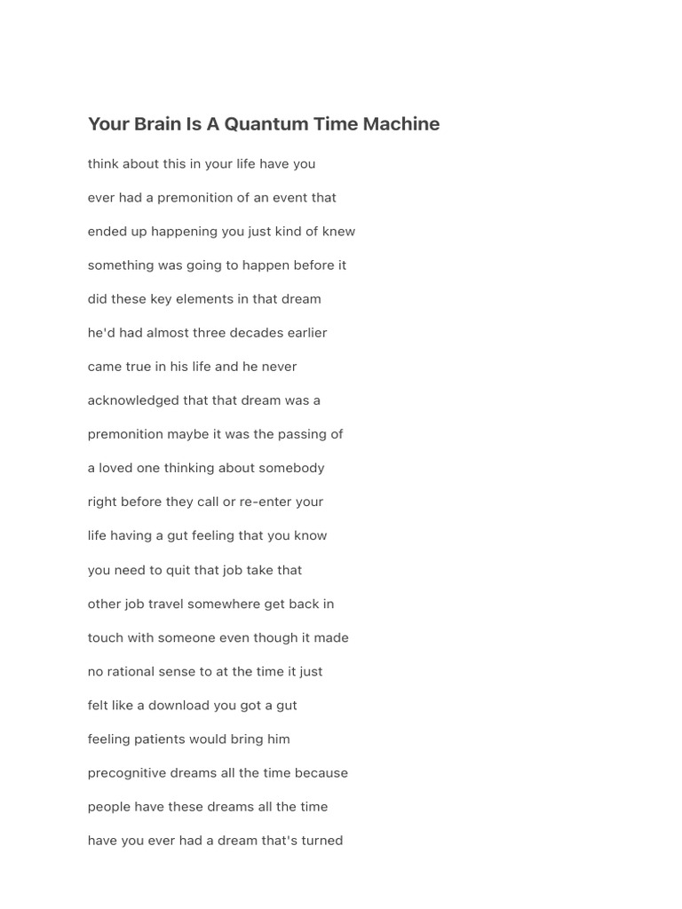 Your Brain Is A Quantum Time Machine | PDF | Photon | Quantum Entanglement