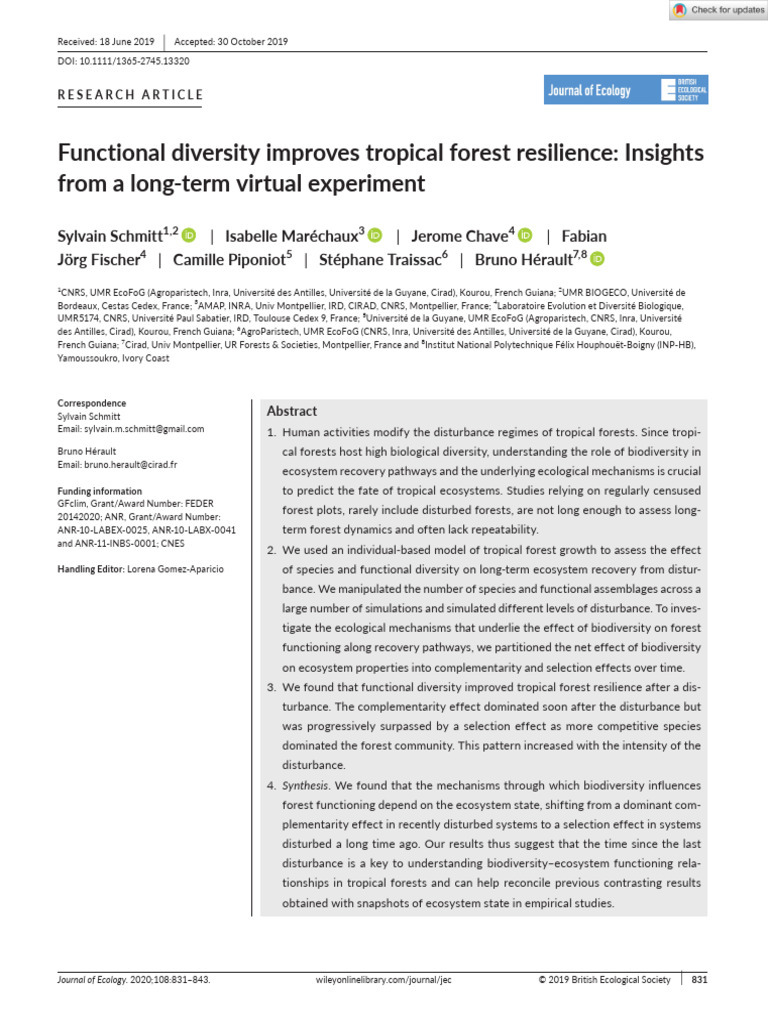 Tropical Forest Resilience and Diversity | PDF | Biodiversity ...
