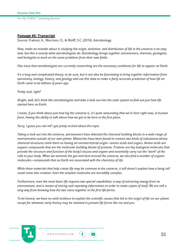 5 TST Prep Complete Test The Listening Section Pages | PDF | Life ...