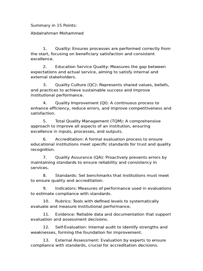 Education Quality & Improvement | PDF