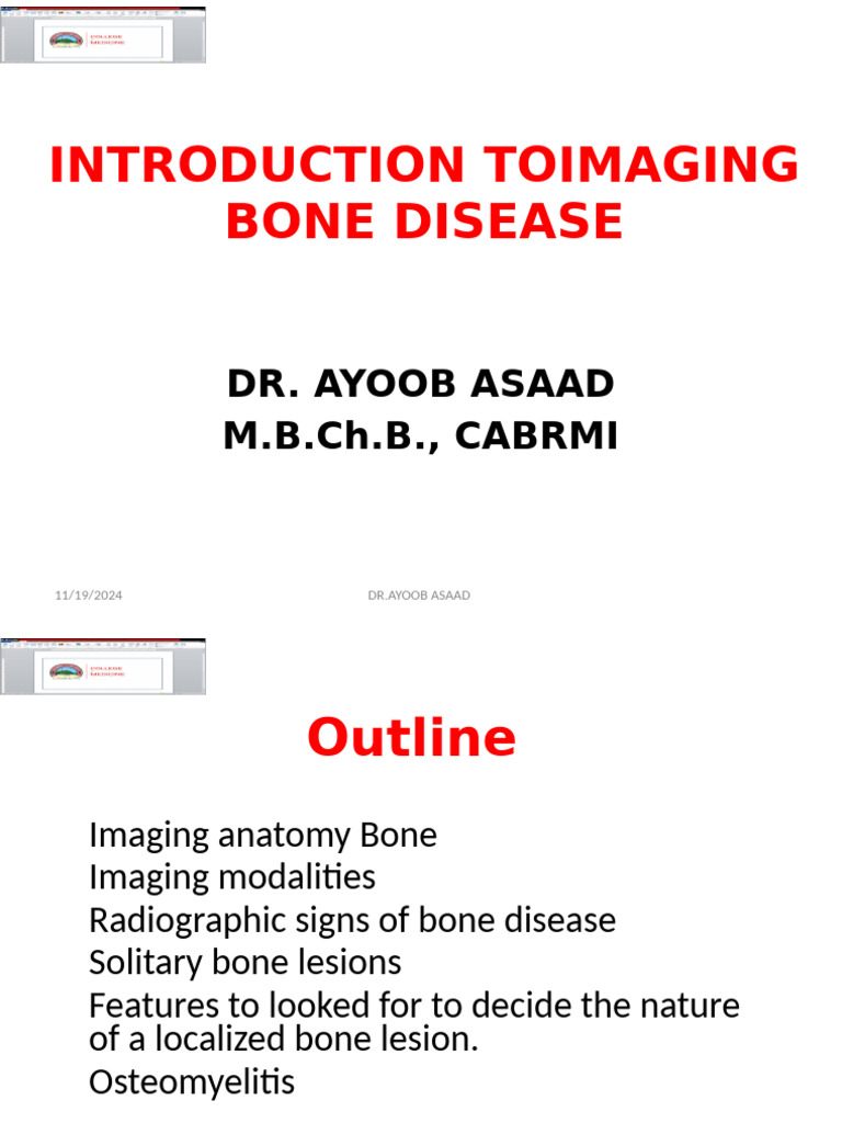 Lec 1 Last Introduction To Bone Disease | PDF | Bone | Medical Imaging